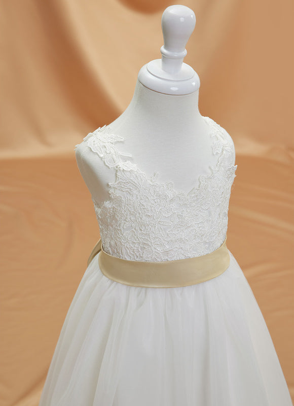 Robe Pastel Blanche Demoiselle D'Honneur Élégante - gallery 7