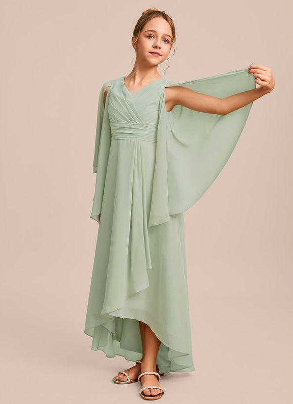 Robe Pastel Verte Trapèze Col V Junior - gallery 4