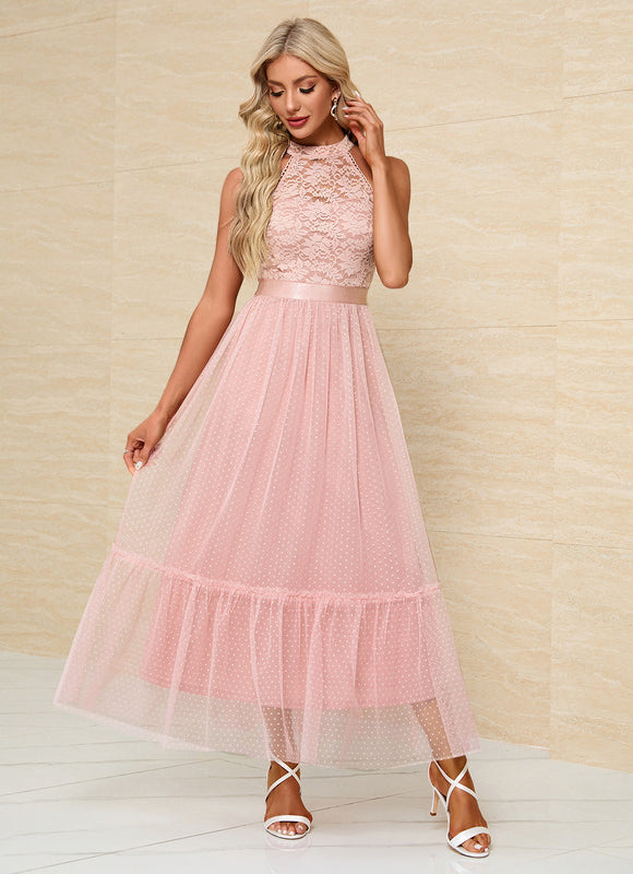 Robe Pastel Midi Tulle Rose Romantique - gallery 2
