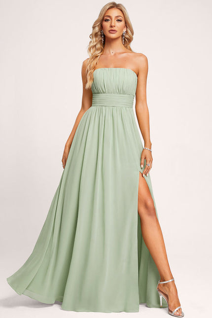 Robe Pastel Verte Épaules Dénudées Longue - gallery 7