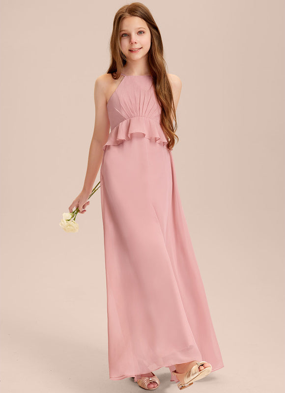 Robe Pastel Junior Rose Volants Longue