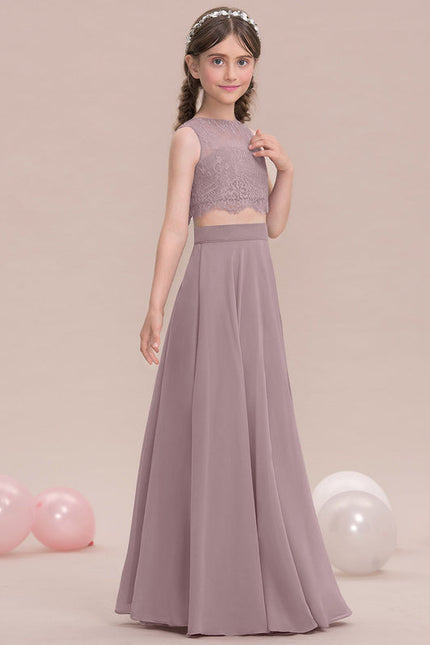 Robe Pastel Rose Demoiselle D'Honneur Col Rond - gallery 2