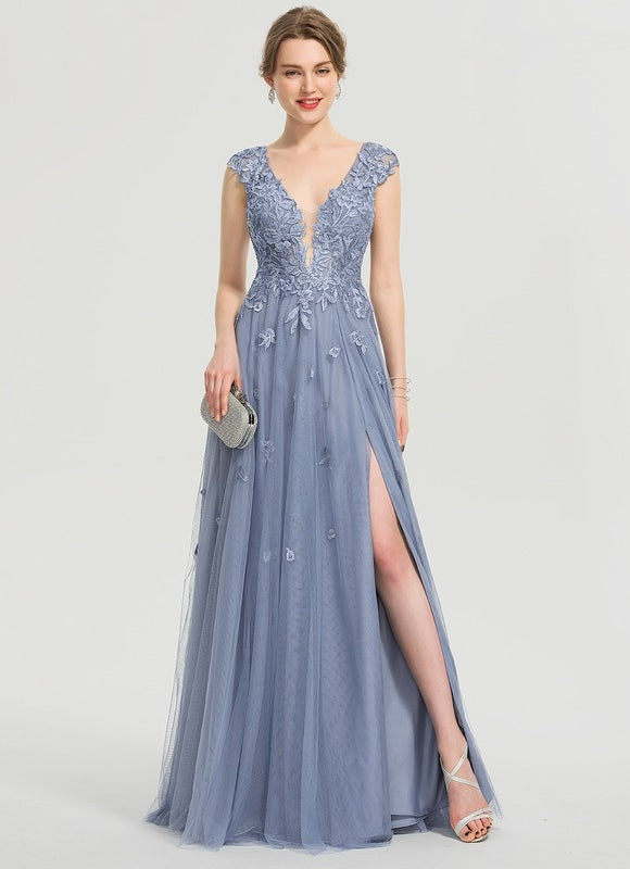 Robe Pastel Dégradé Bleu Col V Élégant - gallery 2