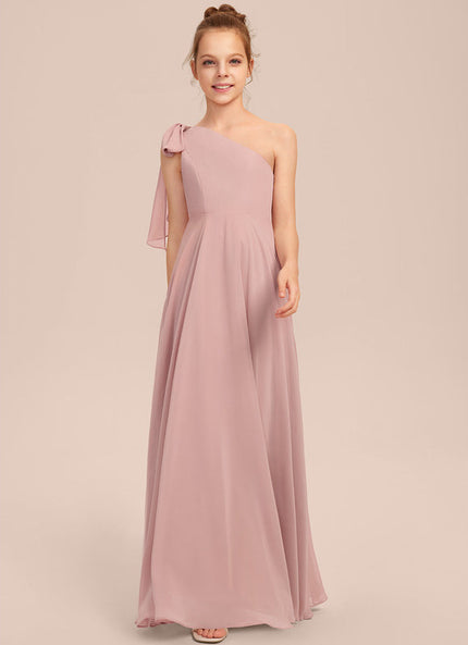 Robe Pastel Rose Décolleté Asymétrique Junior