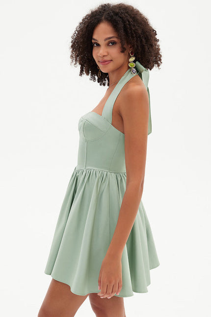 Robe Pastel Vert Menthe Col Cœur Courte - gallery 6