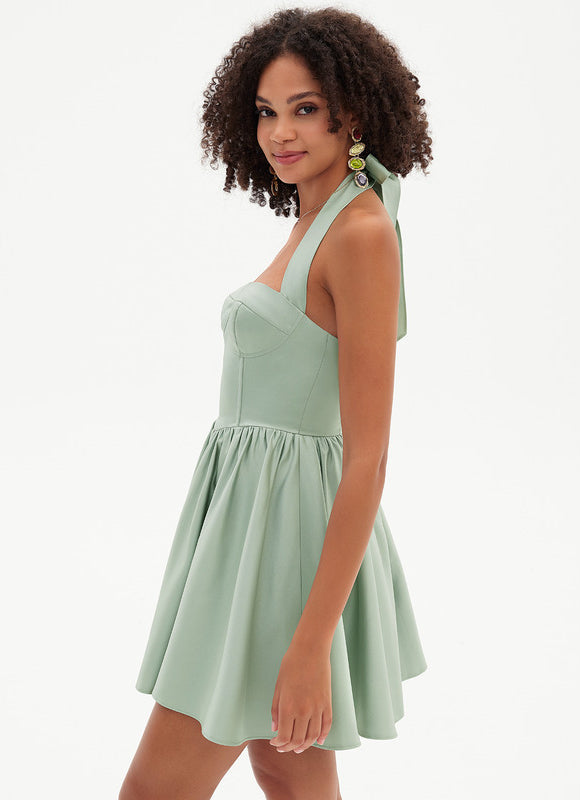 Robe Pastel Vert Menthe Col Cœur Courte - gallery 6