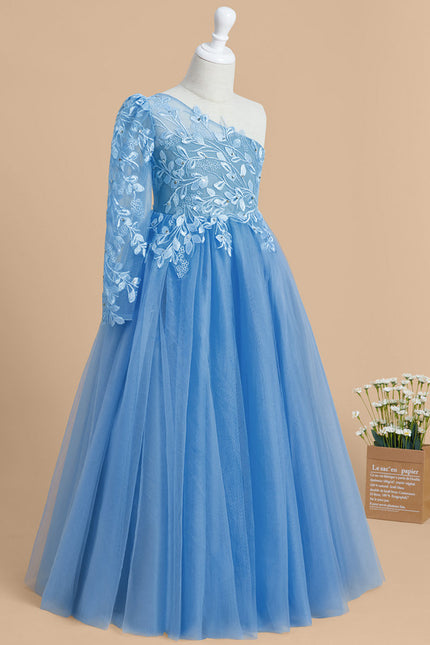 Robe Pastel Bleue Asymétrique Fille Mariage - gallery 5