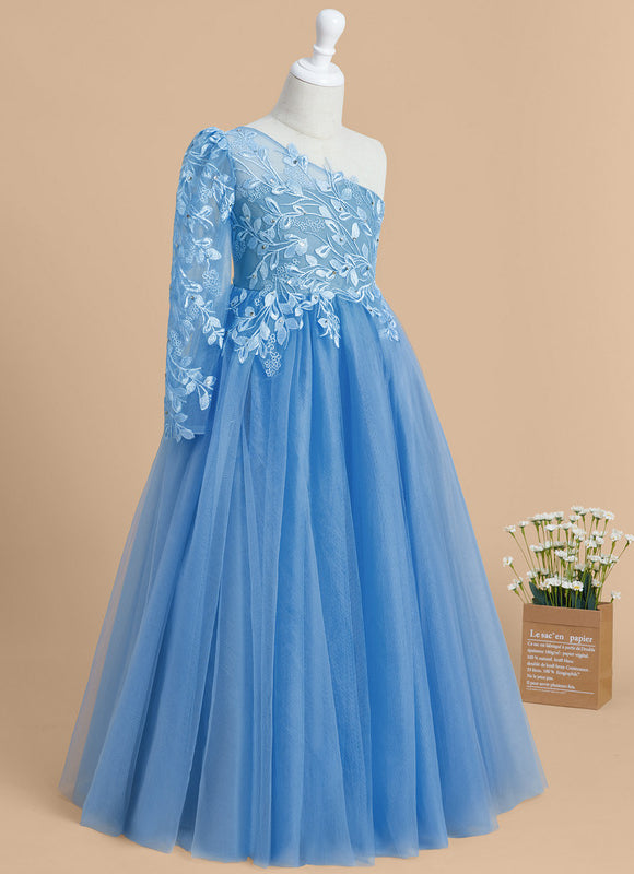 Robe Pastel Bleue Asymétrique Fille Mariage - gallery 5
