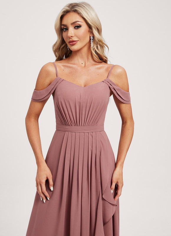 Robe Pastel Décolleté Asymétrique Rose Mauve - gallery 3