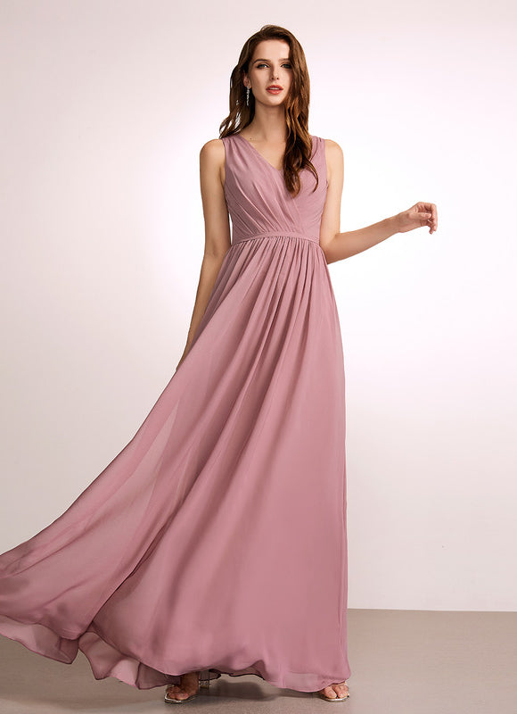 Robe Pastel Rose Demoiselle D'Honneur Élégante - gallery 2