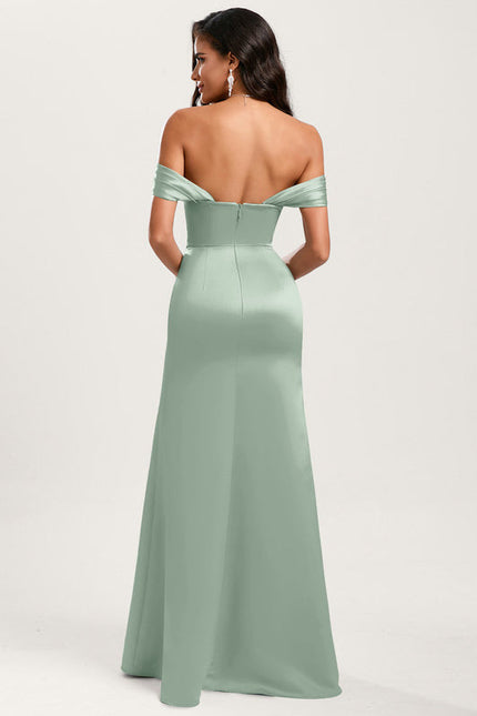 Robe Pastel Verte Sirène Épaule Dénudée - gallery 5