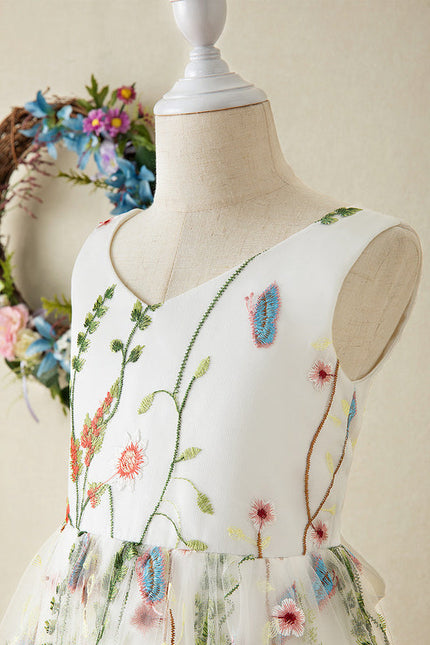 Robe Pastel Verte Dentelle Fleuri Fille Mariage - gallery 3