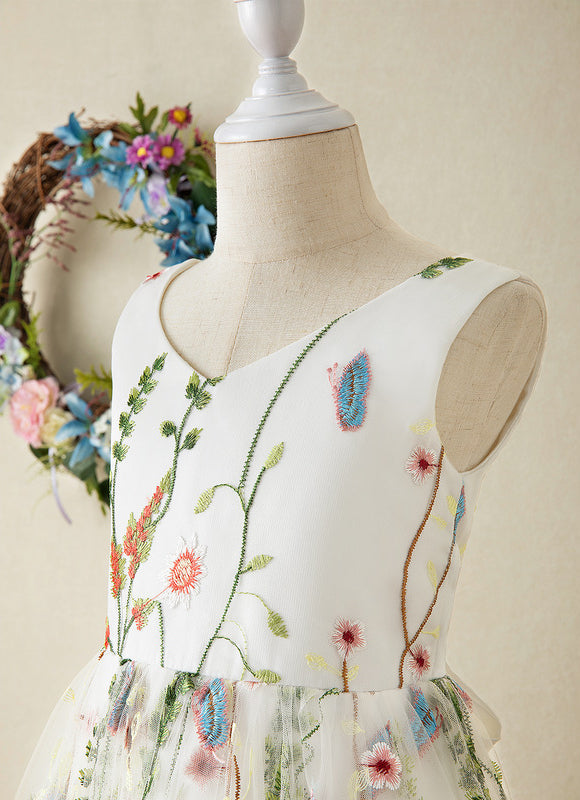 Robe Pastel Verte Dentelle Fleuri Fille Mariage - gallery 3