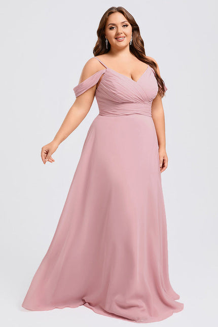 Robe Pastel Rose Décolleté Épaules Mousseline - gallery 8