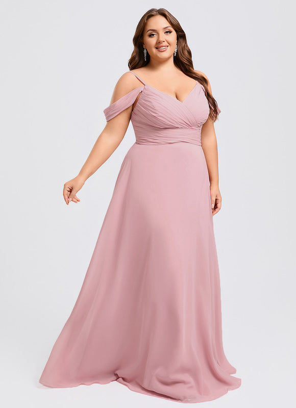 Robe Pastel Rose Décolleté Épaules Mousseline - gallery 8