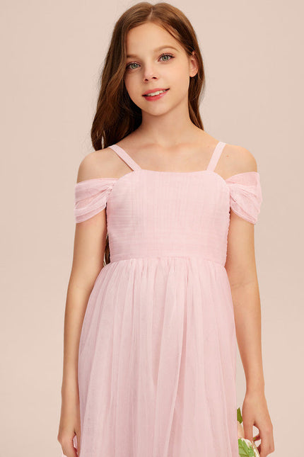 Robe Pastel Rose Décolleté Épaules Tulle - gallery 4
