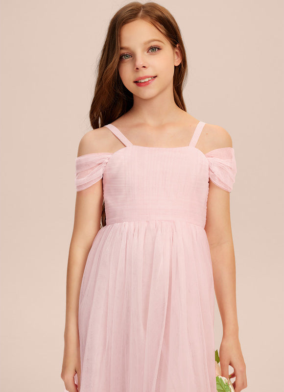 Robe Pastel Rose Décolleté Épaules Tulle - gallery 4