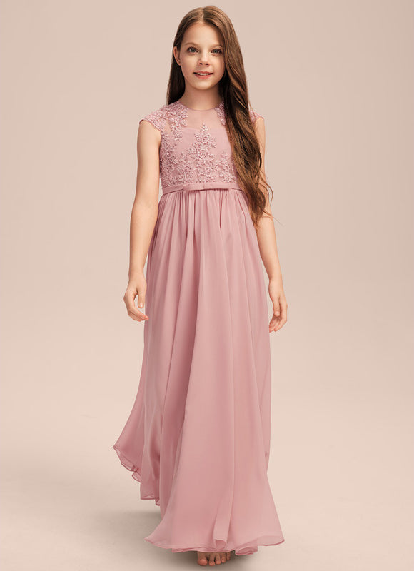 Robe Pastel Rose Col Rond Longue Dentelle