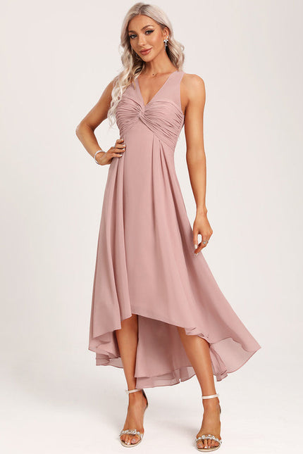 Robe Pastel Verte Col V Asymétrique - gallery 4