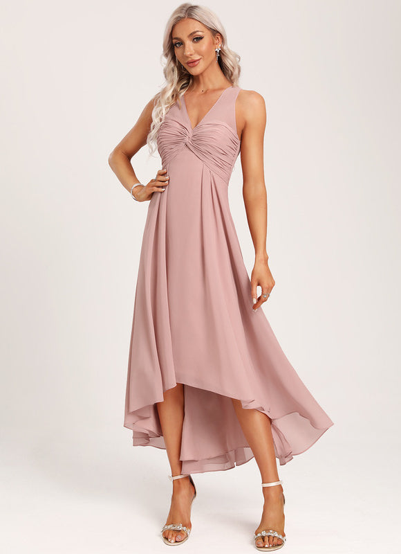 Robe Pastel Verte Col V Asymétrique - gallery 4