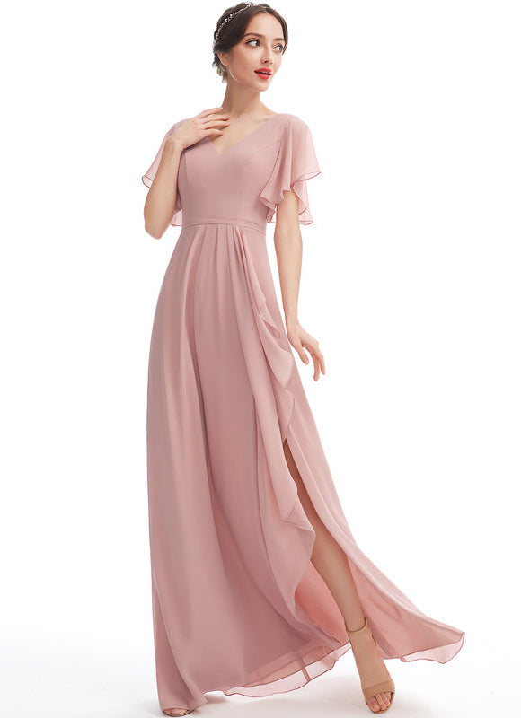 Robe Pastel Rose Demoiselle D'Honneur Élégante - gallery 4