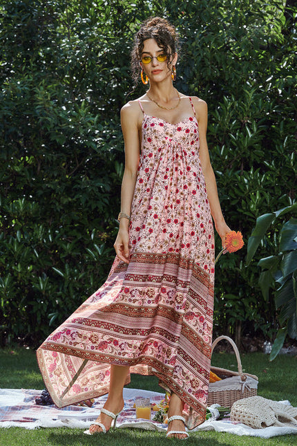 Robe Pastel Rose Imprimé Fleuri Maxi - gallery 2
