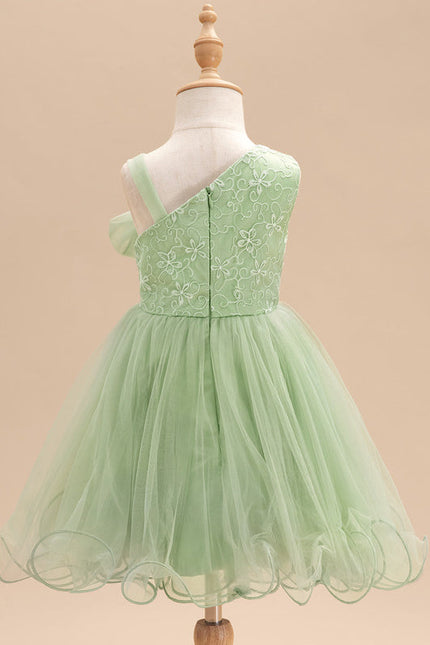 Robe Pastel Verte Dentelle Tulle Fille Mariage - gallery 4