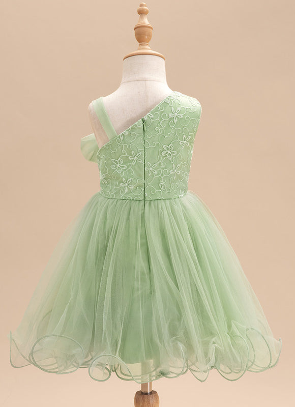 Robe Pastel Verte Dentelle Tulle Fille Mariage - gallery 4