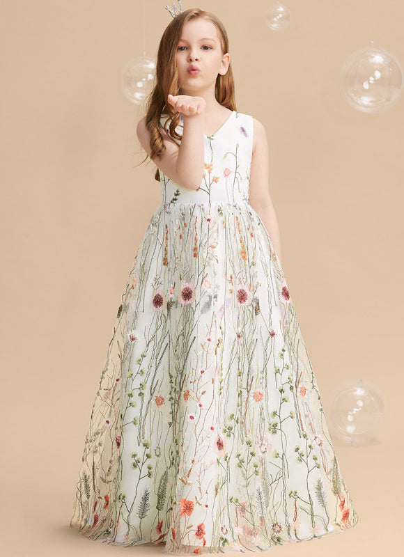 Robe Pastel Verte Dentelle Fleuri Fille Mariage