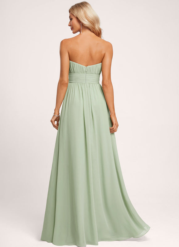 Robe Pastel Verte Épaules Dénudées Longue - gallery 6