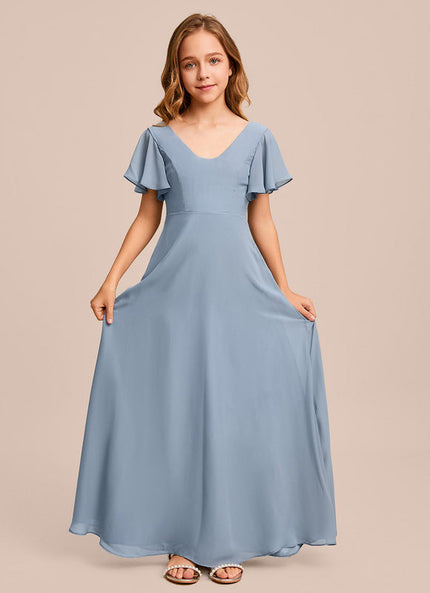 Robe Pastel Verte Col V Longueur Maxi