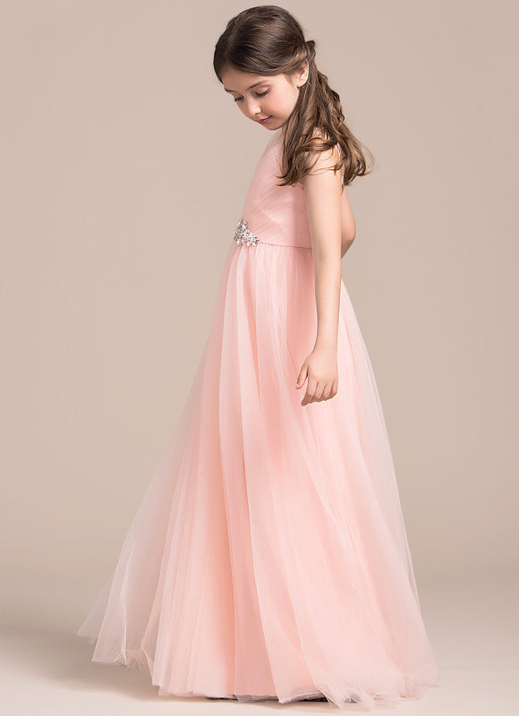 Robe Pastel Rose Col V Longueur Ras Du Sol - gallery 4