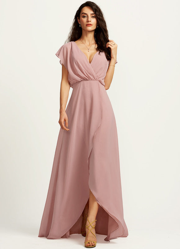 Robe Pastel Verte Col V Asymétrique - gallery 2