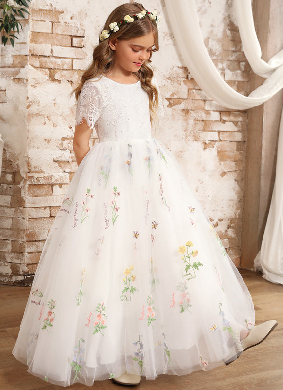 Robe Pastel Blanche Fille Mariage Fleurs - gallery 9
