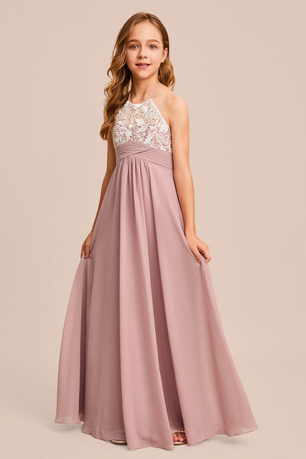 Robe Pastel Rose Demoiselle D'Honneur Longue - gallery 4