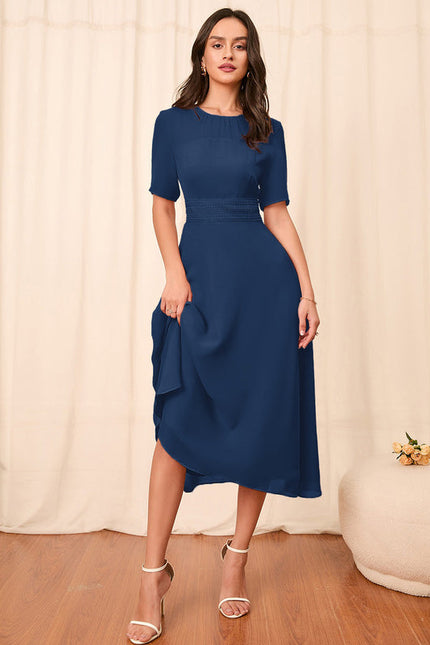 Robe Pastel Verte Col Rond Trapèze - gallery 2