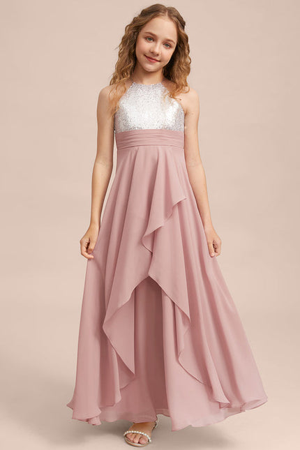 Robe Pastel Rose Demoiselle D'Honneur Longue - gallery 4