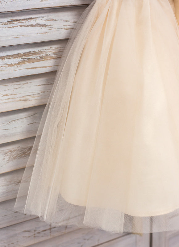 Robe Pastel Crème Trapèze Mariage Fille