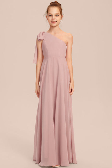 Robe Pastel Rose Décolleté Asymétrique Junior - gallery 1