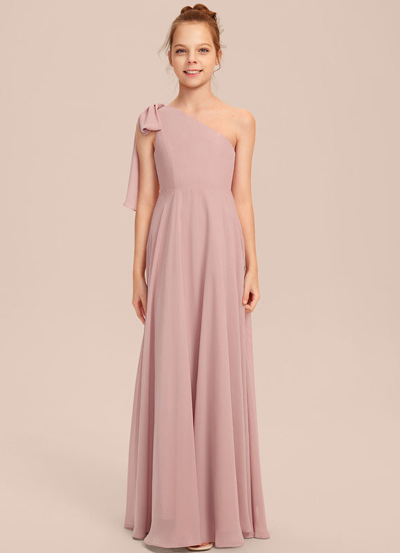 Robe Pastel Rose Décolleté Asymétrique Junior - gallery 1
