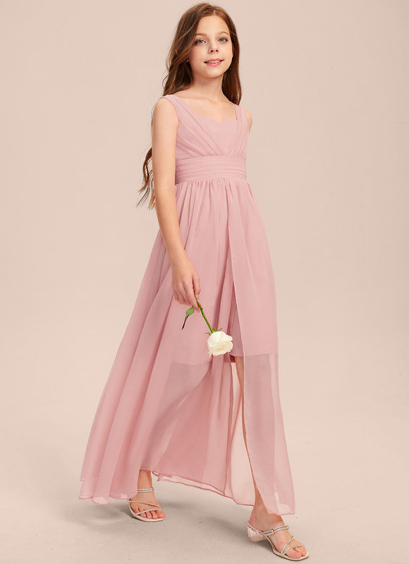 Robe Pastel Rose Col Cœur Trapèze - gallery 1