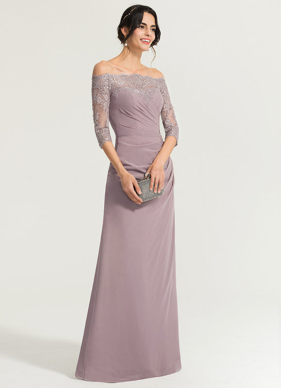 Robe Pastel Lavande Épaule Dénudée Longue - gallery 3