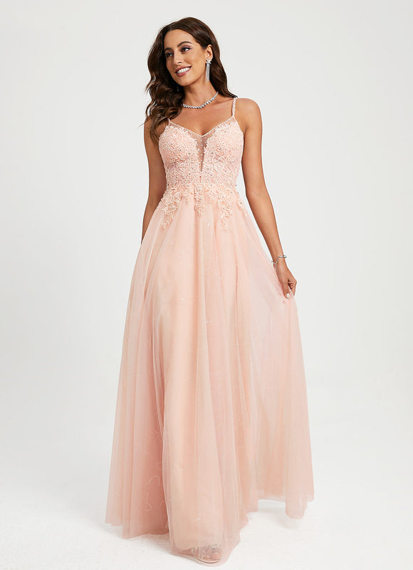 Robe Pastel Rose Dentelle Soirée Élégante - gallery 3