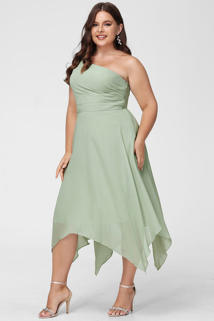 Robe Pastel Menthe Décolleté Asymétrique Volants - gallery 8