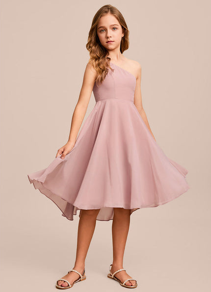 Robe Pastel Rose Décolleté Asymétrique Junior