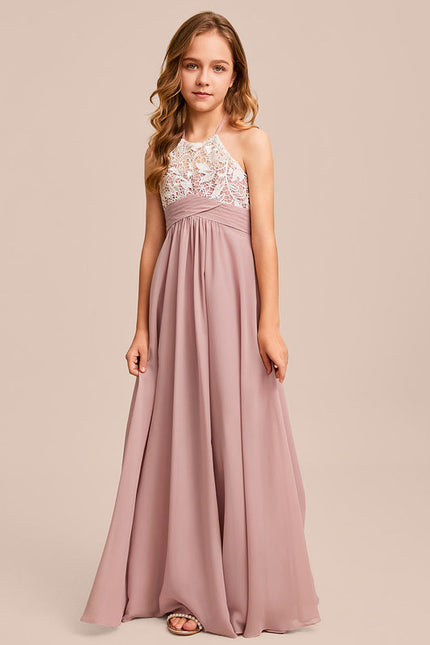 Robe Pastel Rose Demoiselle D'Honneur Longue - gallery 1