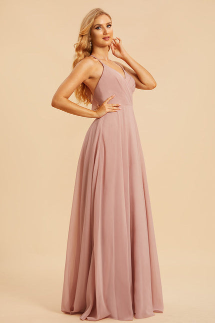 Robe Pastel Rose Demoiselle D'Honneur Élégante - gallery 5