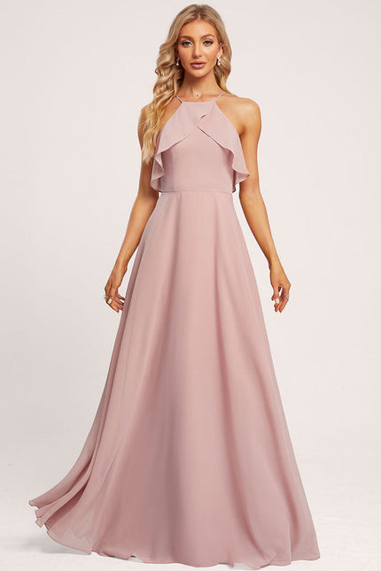 Robe Pastel Rose Trapèze Longueur Ras Du Sol - gallery 2