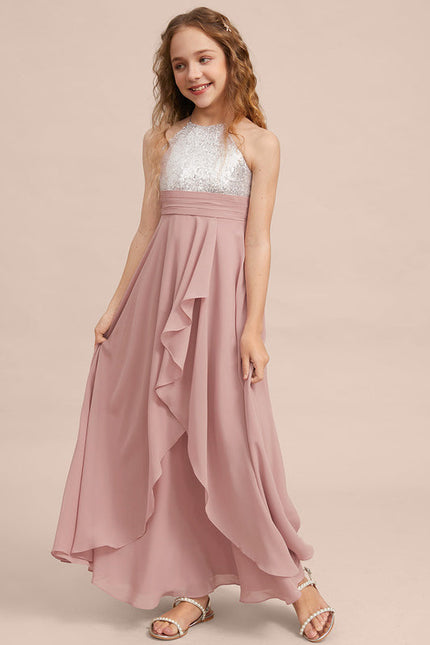 Robe Pastel Rose Demoiselle D'Honneur Longue - gallery 2