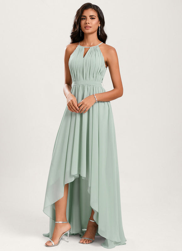 Robe Pastel Rose Trapèze Mousseline Volants - gallery 2
